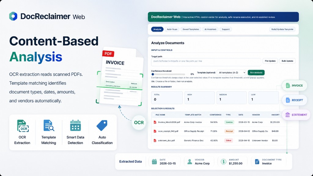 Content-Based Analysis in DocReclaimer